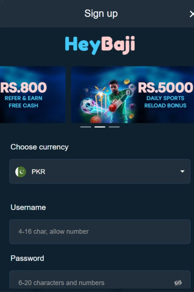 HeyBaji Game - signup